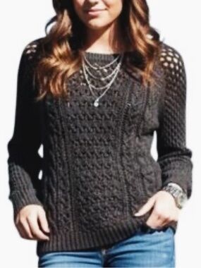 Y2K American Eagle Outfitters Crochet Cable Knit Cotton Wool Blend Sweater